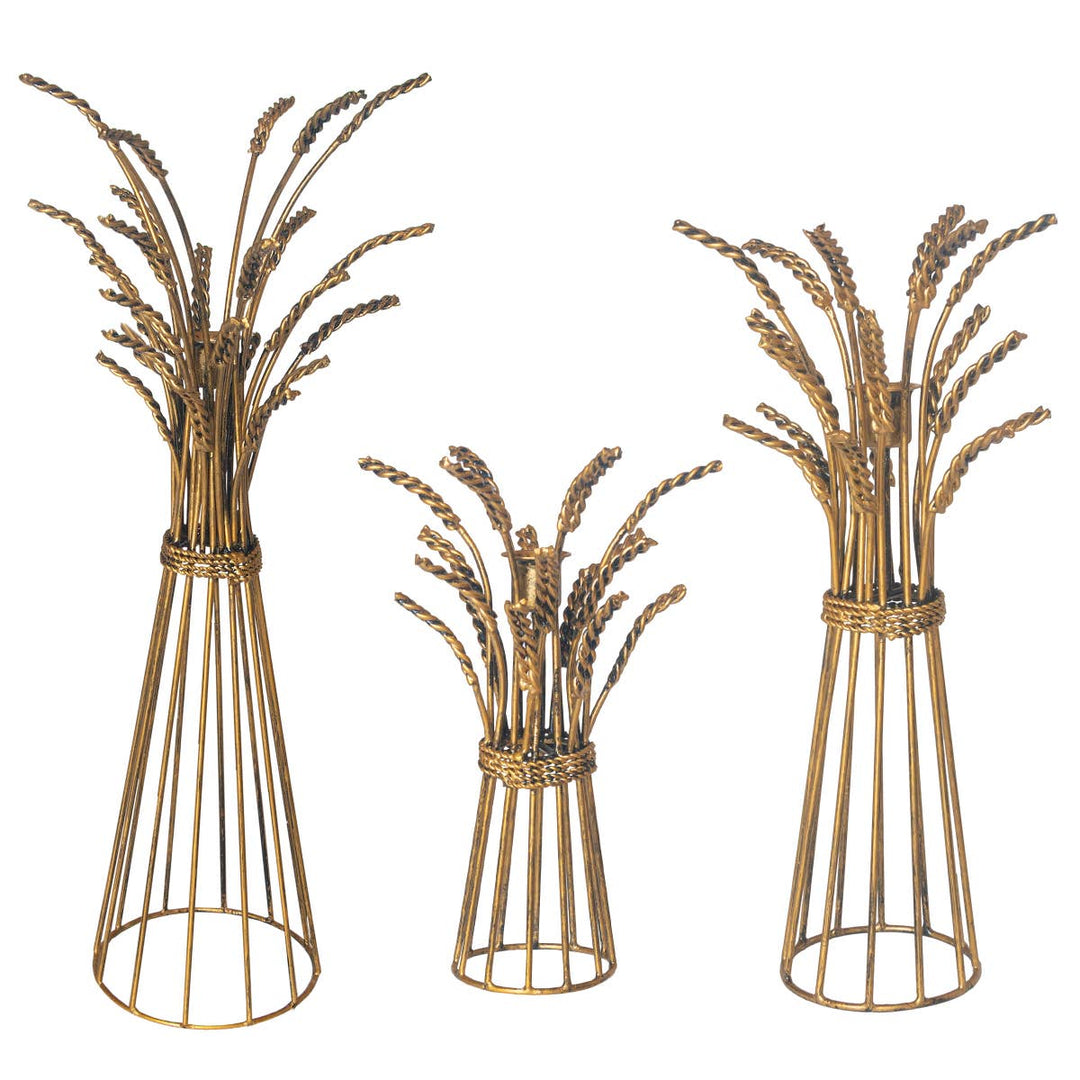 18.75" Tall Metal Wheat Taper Holder Set of 3 Fall Boston International 18.75" Tall Metal Wheat Taper Holder Set of 3 Fall Bonjour Fete - Party Supplies