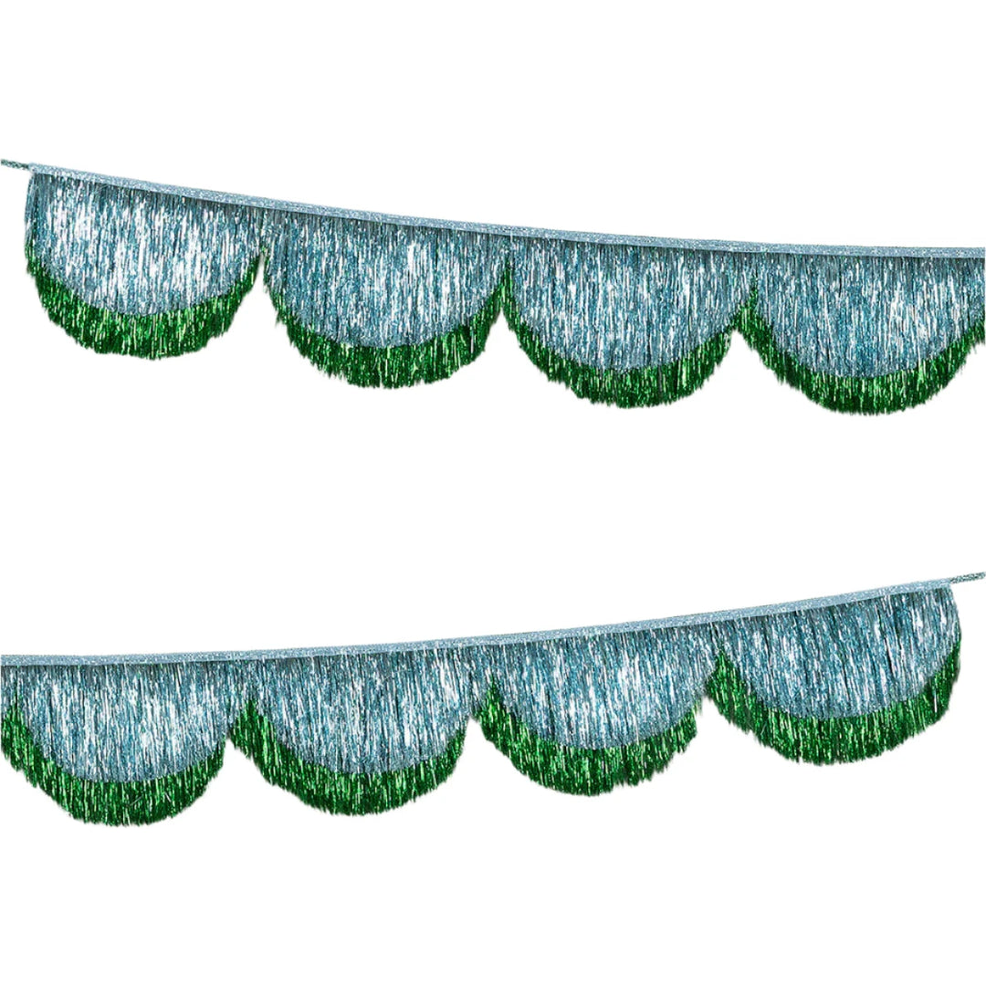 BLUE TINSEL SCALLOP GARLAND Meri Meri Garlands & Banners BLUE TINSEL SCALLOP GARLAND Bonjour Fete - Party Supplies