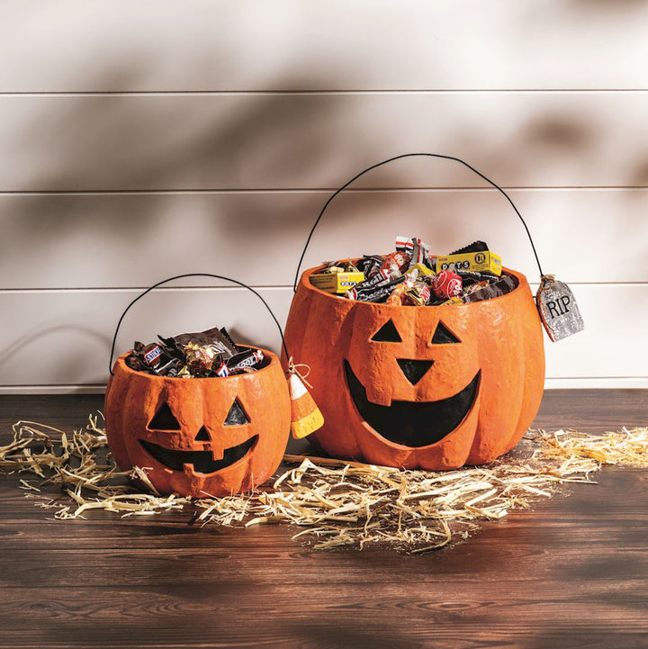 JACK-O-LANTERN TREAT BUCKET Mud Pie Halloween Home Decor JACK-O-LANTERN TREAT BUCKET Bonjour Fete - Party Supplies