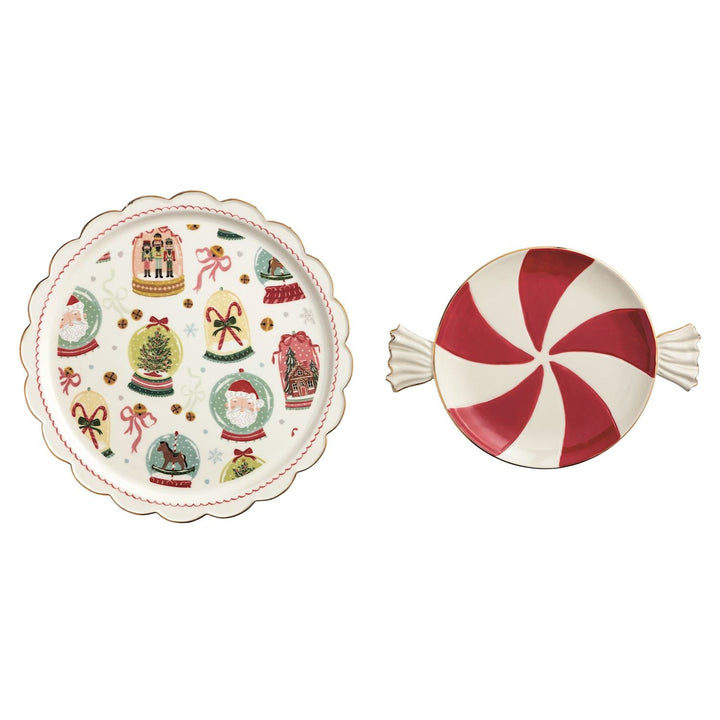 CHRISTMAS CANDY PLATTER SET Mud Pie Christmas Holiday Kitchen & Entertaining CHRISTMAS CANDY PLATTER SET Bonjour Fete - Party Supplies