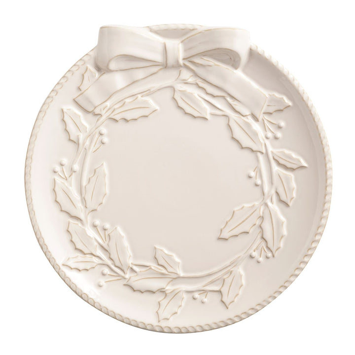 WHITE WREATH PLATTER SET Mud Pie Christmas Holiday Kitchen & Entertaining WHITE WREATH PLATTER SET Bonjour Fete - Party Supplies