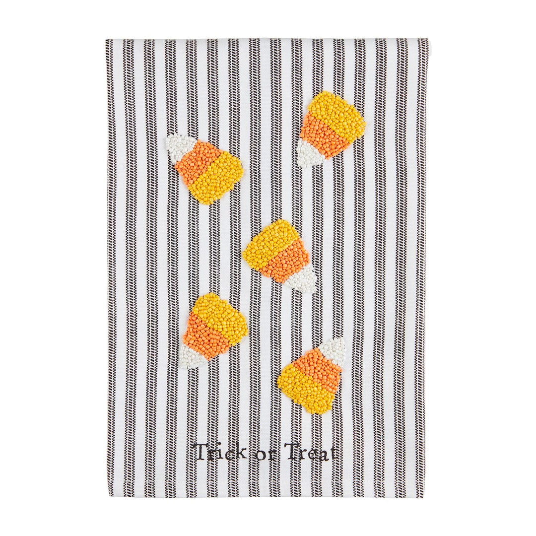 CANDY CORN BEAD TOWEL Mud Pie Halloween Home Decor Bonjour Fete - Party Supplies