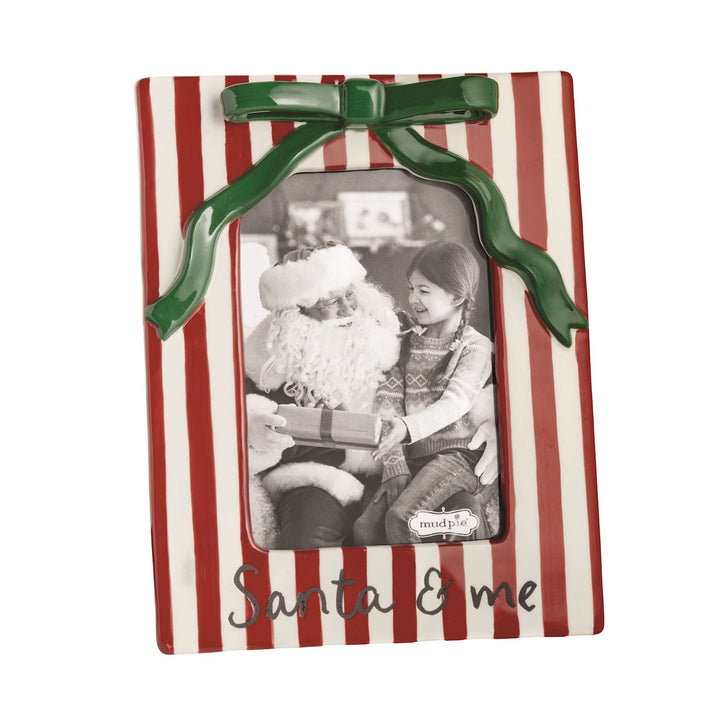 CERAMIC CHRISTMAS BOW FRAME Mud Pie Christmas Holiday Kitchen & Entertaining CERAMIC CHRISTMAS BOW FRAME Bonjour Fete - Party Supplies