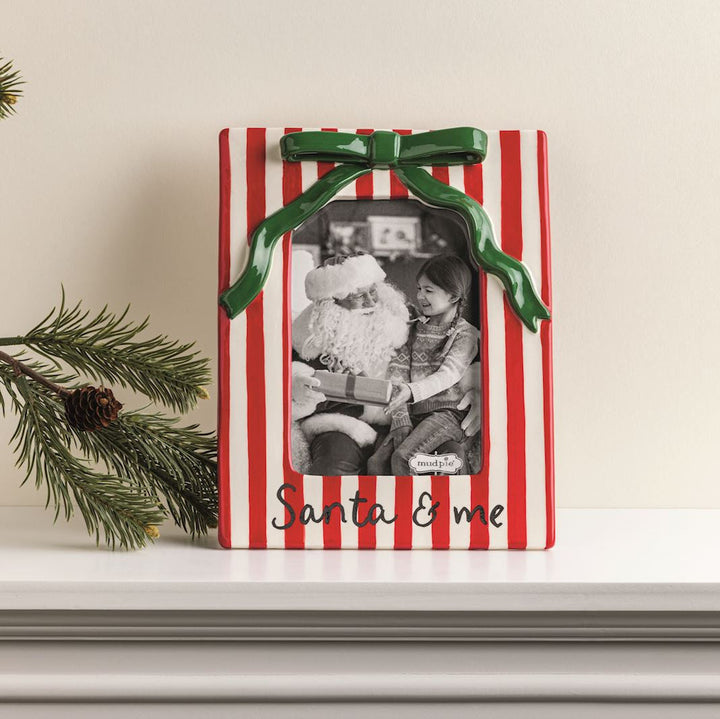 CERAMIC CHRISTMAS BOW FRAME Mud Pie Christmas Holiday Kitchen & Entertaining CERAMIC CHRISTMAS BOW FRAME Bonjour Fete - Party Supplies