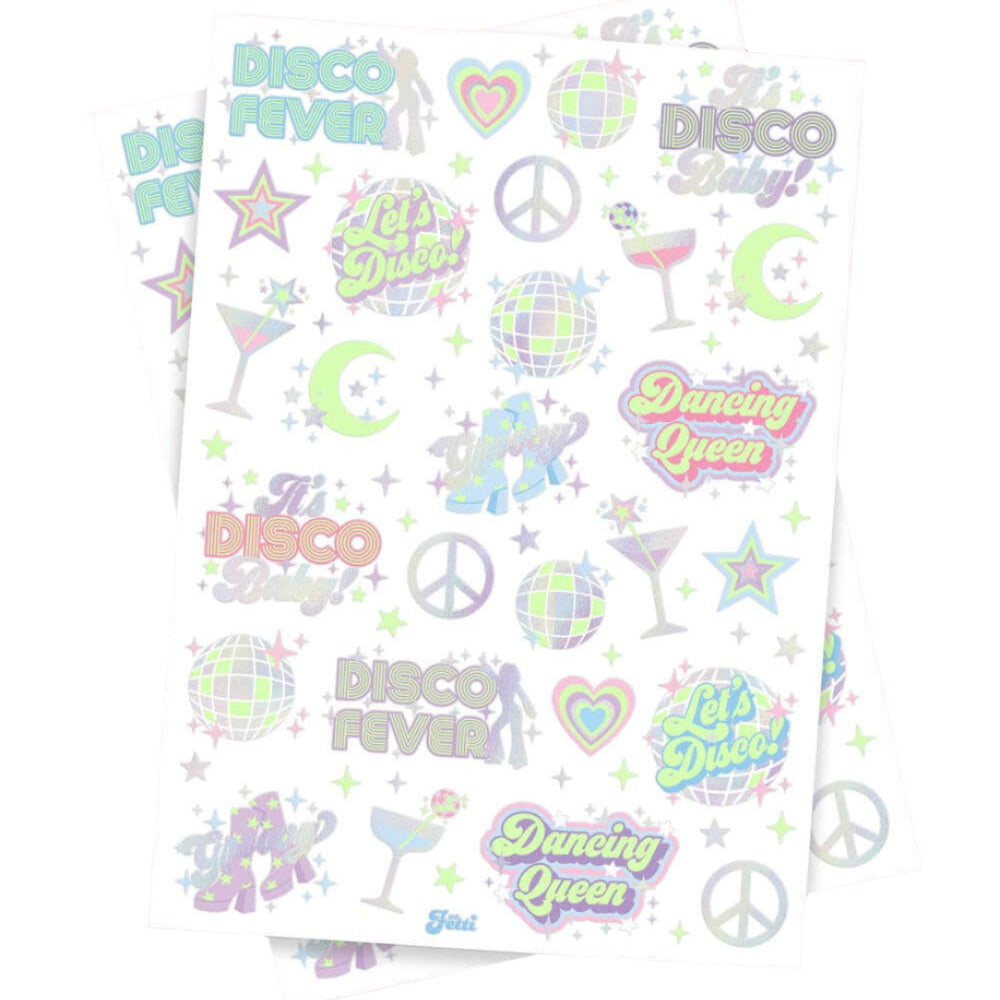 Disco Glow in Dark Tattoos, Birthday xo, Fetti Disco Glow in Dark Tattoos, Birthday Bonjour Fete - Party Supplies