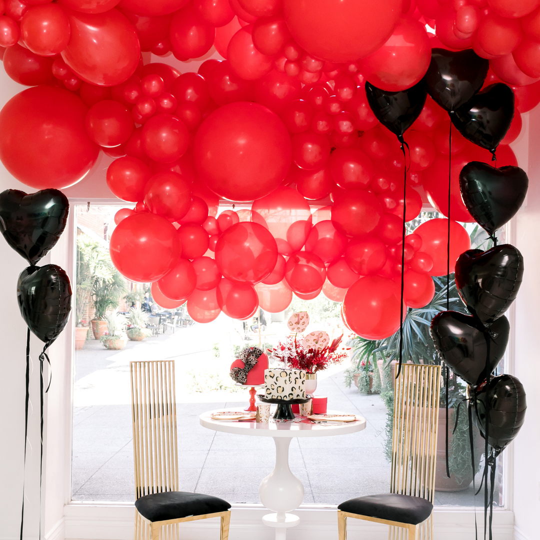 Red and black balloon garland red balloon decoration ideas - Los Angeles balloon installation