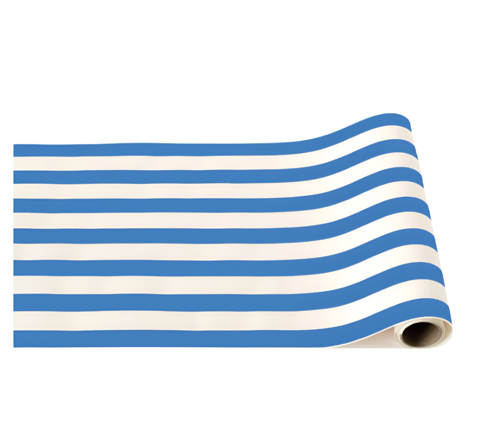PALISADES BLUE SIGNATURE CABANA STRIPE TABLE RUNNER Bonjour Fête Table Covers & Placemats PALISADES BLUE SIGNATURE CABANA STRIPE TABLE RUNNER Bonjour Fete - Party Supplies