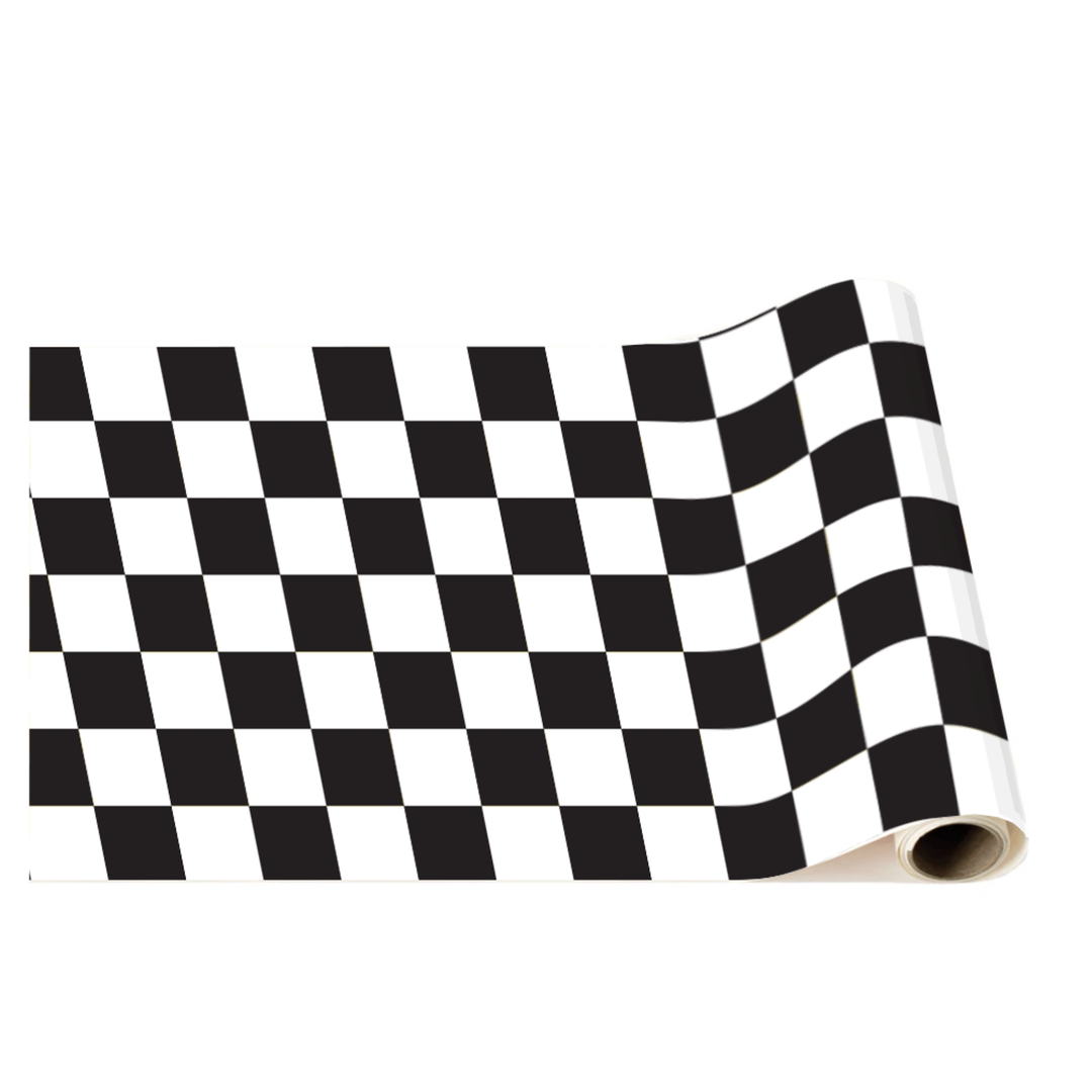 BLACK & WHITE CHECKER TABLE RUNNER Bonjour Fête Table Covers & Placemats BLACK & WHITE CHECKER TABLE RUNNER Bonjour Fete - Party Supplies