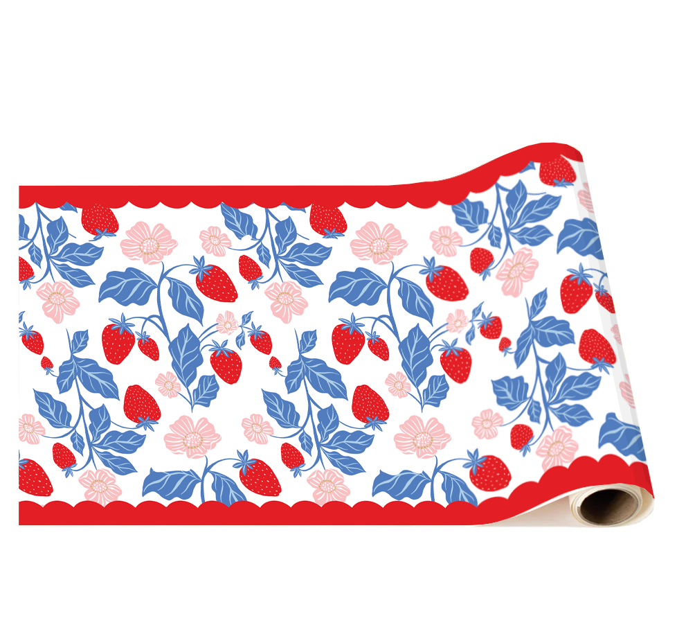 SUMMER STRAWBERRY TABLE RUNNER Bonjour Fête Table Covers & Placemats SUMMER STRAWBERRY TABLE RUNNER Bonjour Fete - Party Supplies