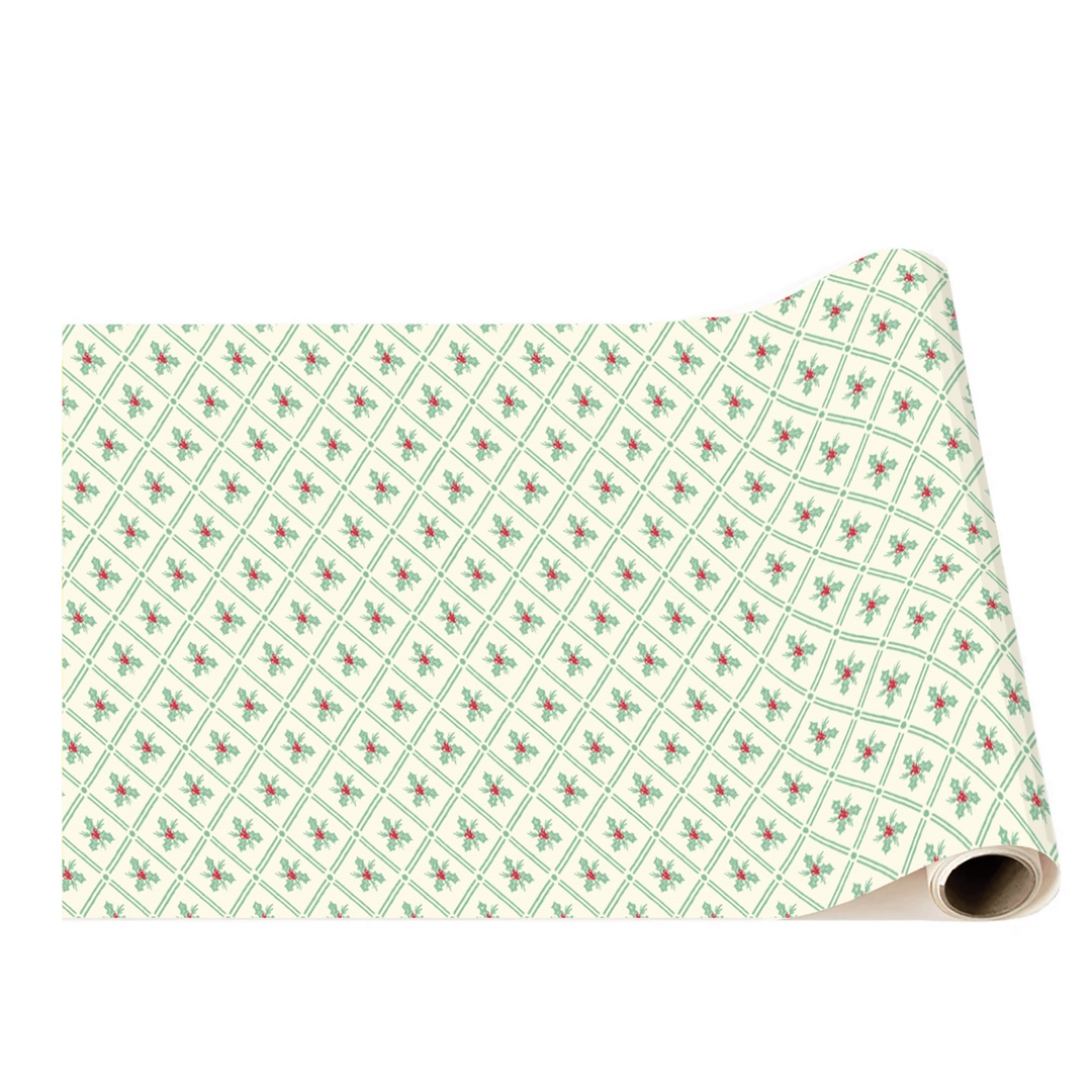 HOLLY PATTERN TABLE RUNNER Bonjour Fête Table Covers & Placemats HOLLY PATTERN TABLE RUNNER Bonjour Fete - Party Supplies