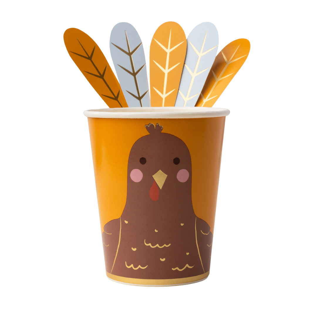 CHARMING TURKEY CUPS Bonjour Fete Cups CHARMING TURKEY CUPS Bonjour Fete - Party Supplies