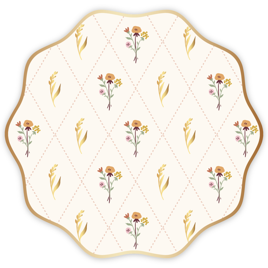 COZY FALL FLORAL DINNER PLATES Bonjour Fete Plates COZY FALL FLORAL DINNER PLATES Bonjour Fete - Party Supplies