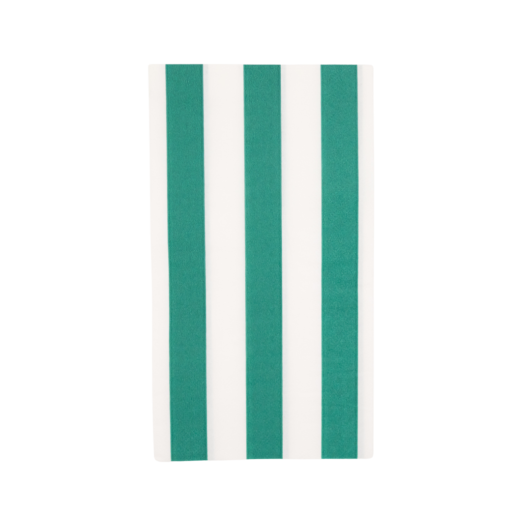 EMERALD GREEN CABANA STRIPE GUEST TOWELS Bonjour Fete NAPKINS Bonjour Fete - Party Supplies
