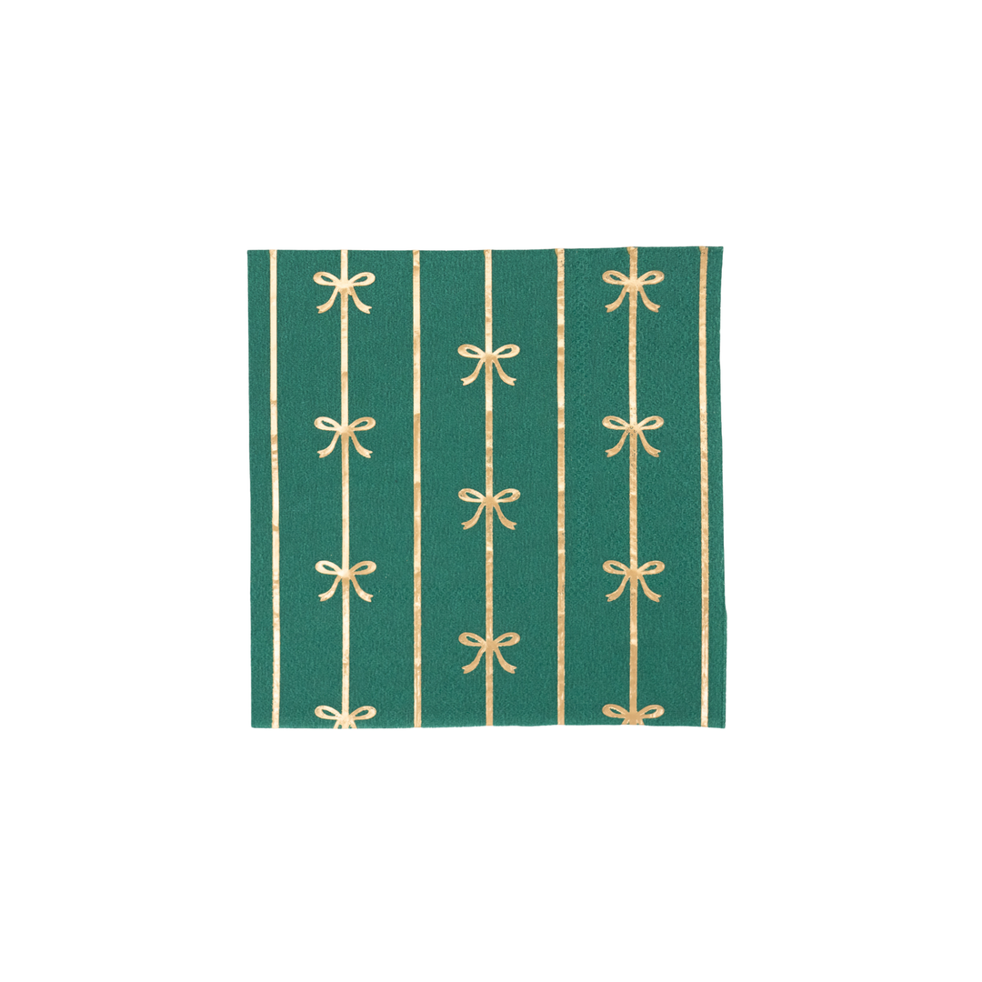 EMERALD GREEN SIGNATURE BOW SMALL NAPKINS Bonjour Fete Napkins Bonjour Fete - Party Supplies