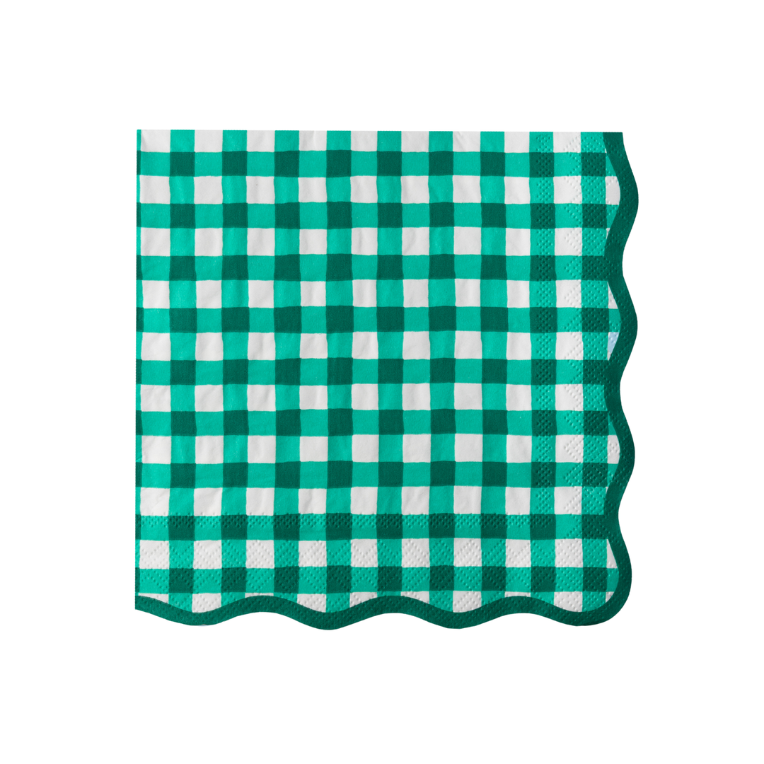 ELEGANT EMERALD GREEN GINGHAM DINNER NAPKINS Bonjour Fete Napkins ELEGANT EMERALD GREEN GINGHAM DINNER NAPKINS Bonjour Fete - Party Supplies