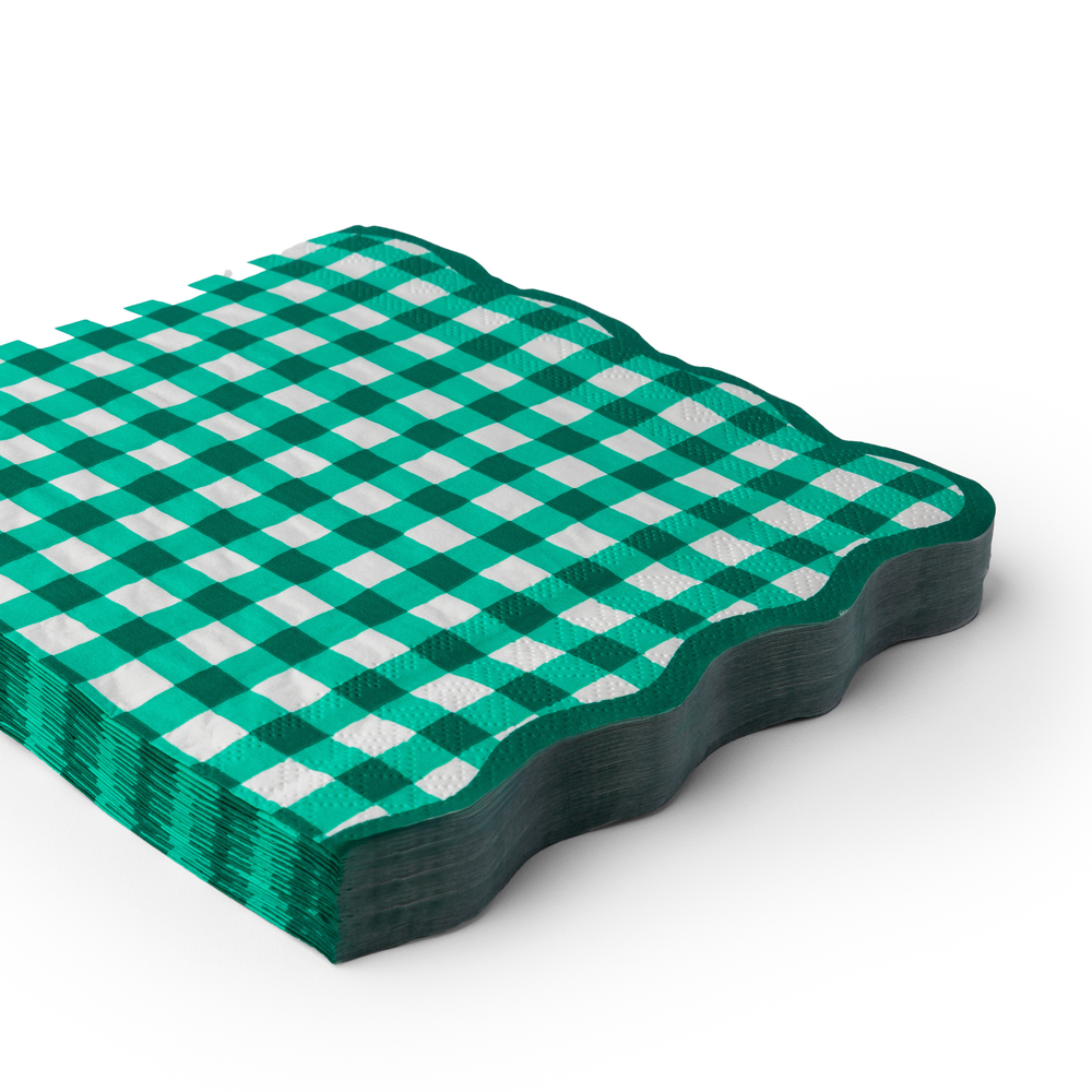 ELEGANT EMERALD GREEN GINGHAM DINNER NAPKINS Bonjour Fete Napkins ELEGANT EMERALD GREEN GINGHAM DINNER NAPKINS Bonjour Fete - Party Supplies