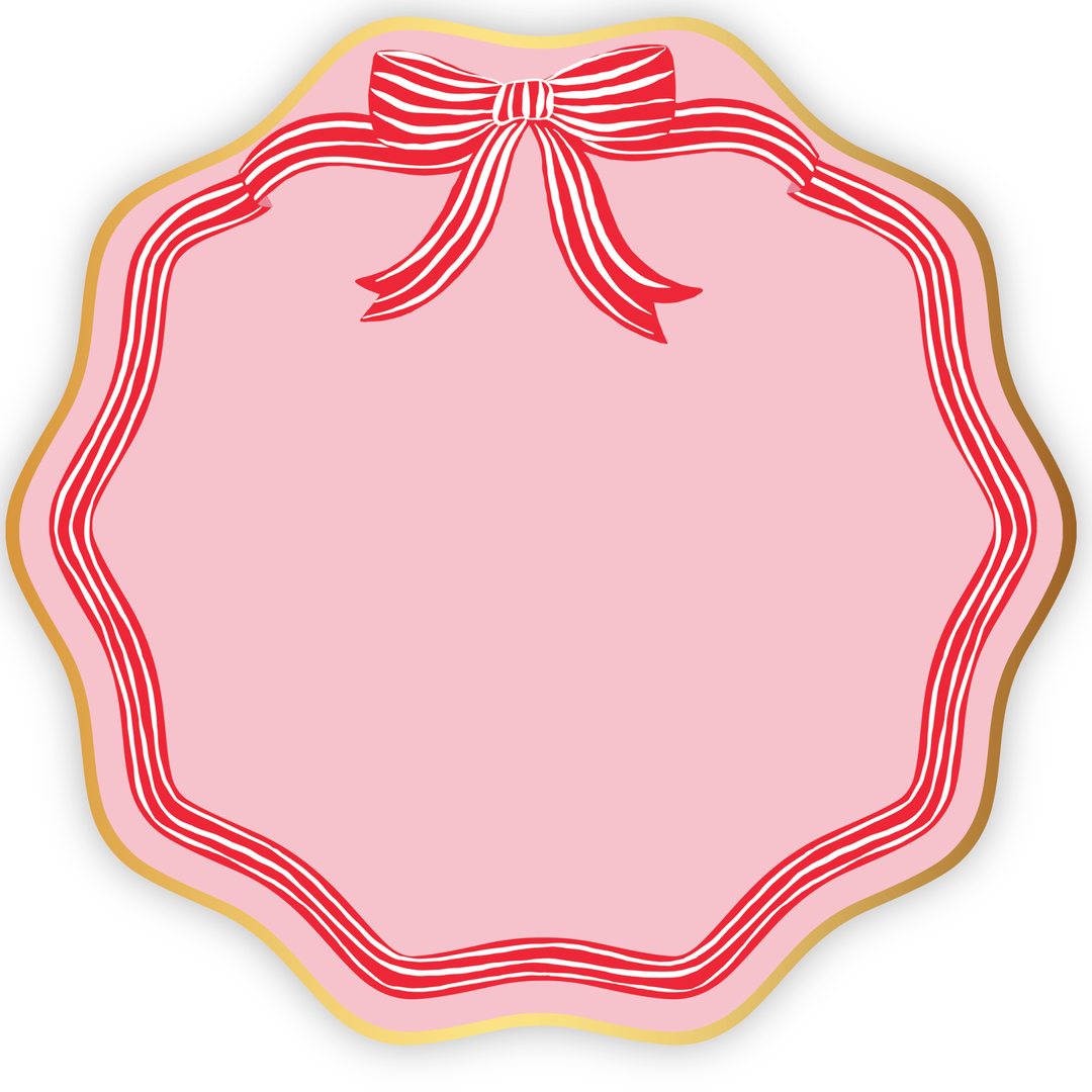 ELEGANT PINK PEPPERMINT BOW DINNER PLATES Bonjour Fete Plates ELEGANT PINK PEPPERMINT BOW DINNER PLATES Bonjour Fete - Party Supplies