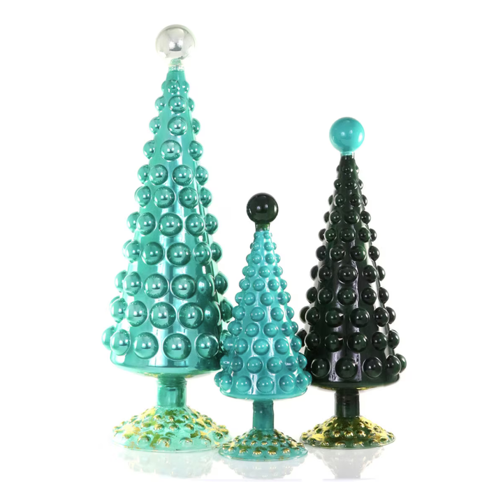 HOBNAIL GLASS TREES SET OF 3 BY CODY FOSTER Cody Foster Co. Evergreen HOBNAIL GLASS TREES SET OF 3 BY CODY FOSTER Bonjour Fete - Party Supplies