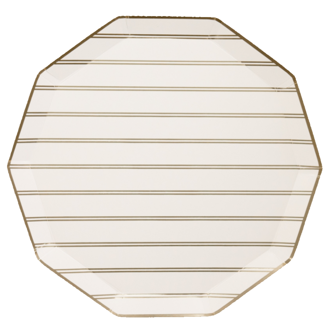 GOLD SIGNATURE STRIPE DINNER PLATES Bonjour Fete Plates Bonjour Fete - Party Supplies