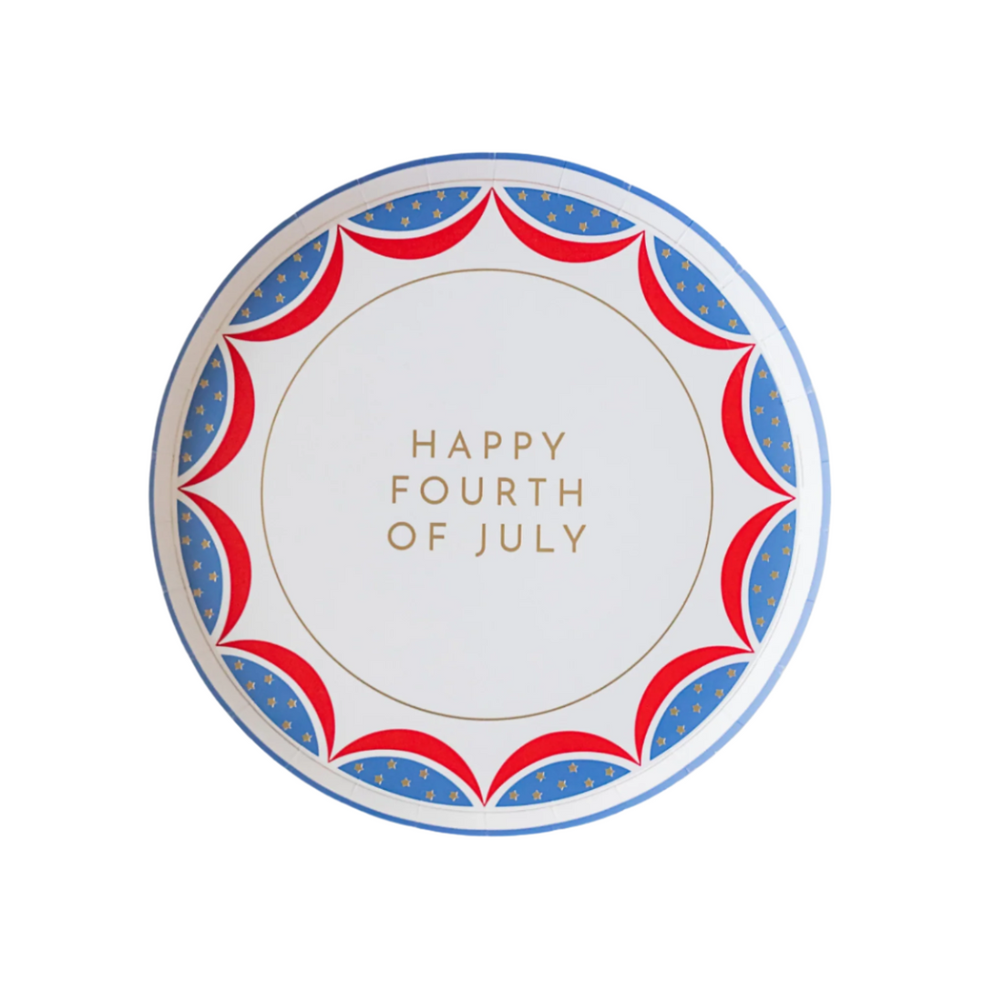 HAPPY 4TH OF JULY DESSERT PLATES Bonjour Fete Plates HAPPY 4TH OF JULY DESSERT PLATES Bonjour Fete - Party Supplies