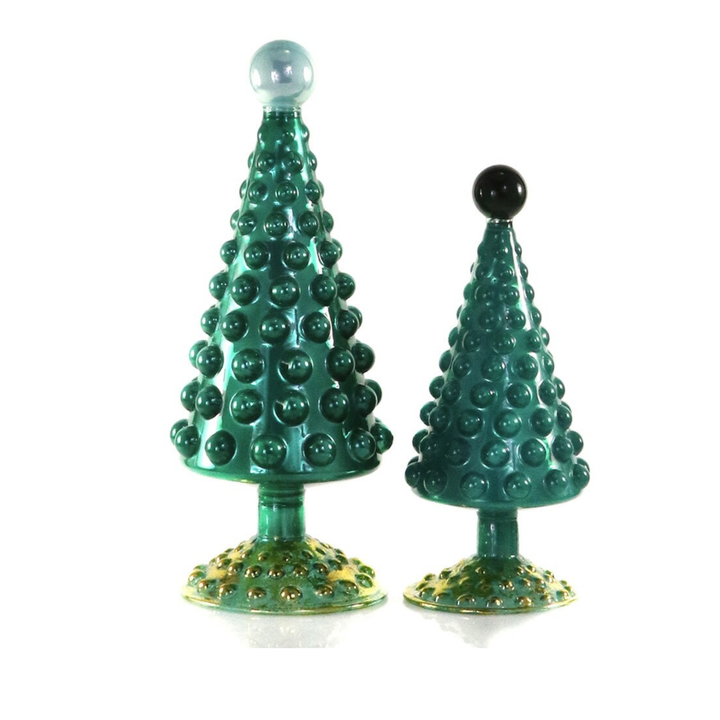 HOBNAIL GLASS TREES SET OF 2 BY CODY FOSTER Cody Foster Co. Green HOBNAIL GLASS TREES SET OF 2 BY CODY FOSTER Bonjour Fete - Party Supplies