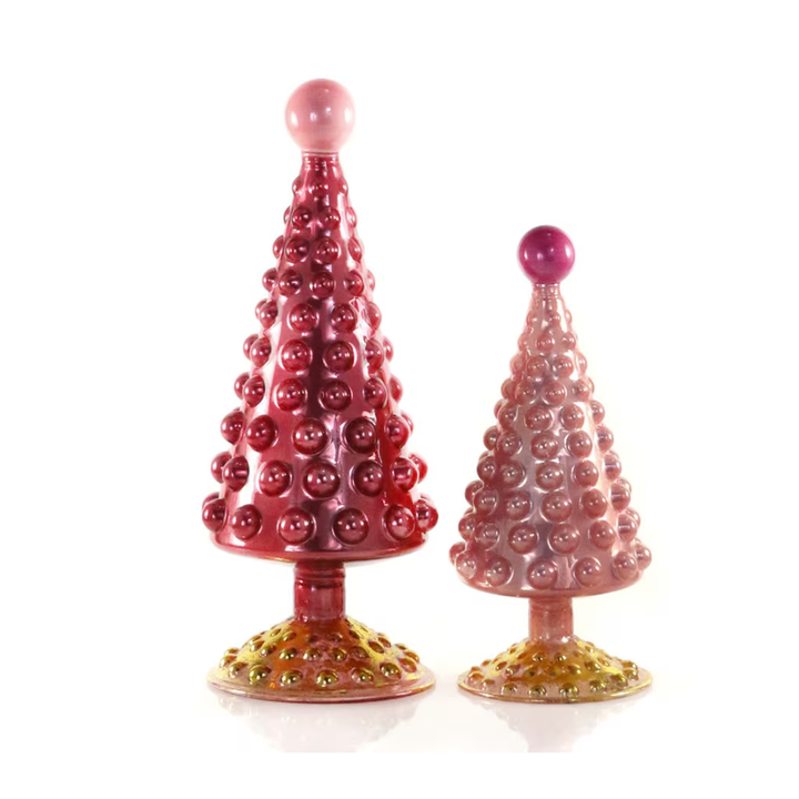 HOBNAIL GLASS TREES SET OF 2 BY CODY FOSTER Cody Foster Co. Pink HOBNAIL GLASS TREES SET OF 2 BY CODY FOSTER Bonjour Fete - Party Supplies