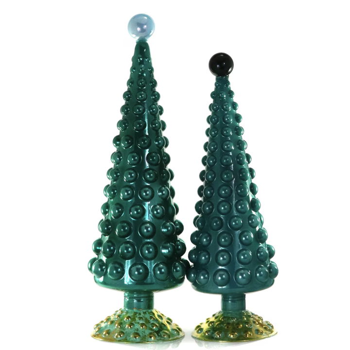 LARGE HOBNAIL GLASS TREES SET OF 2 BY CODY FOSTER Cody Foster Co. Green LARGE HOBNAIL GLASS TREES SET OF 2 BY CODY FOSTER Bonjour Fete - Party Supplies