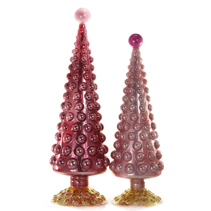 LARGE HOBNAIL GLASS TREES SET OF 2 BY CODY FOSTER Cody Foster Co. Pink LARGE HOBNAIL GLASS TREES SET OF 2 BY CODY FOSTER Bonjour Fete - Party Supplies