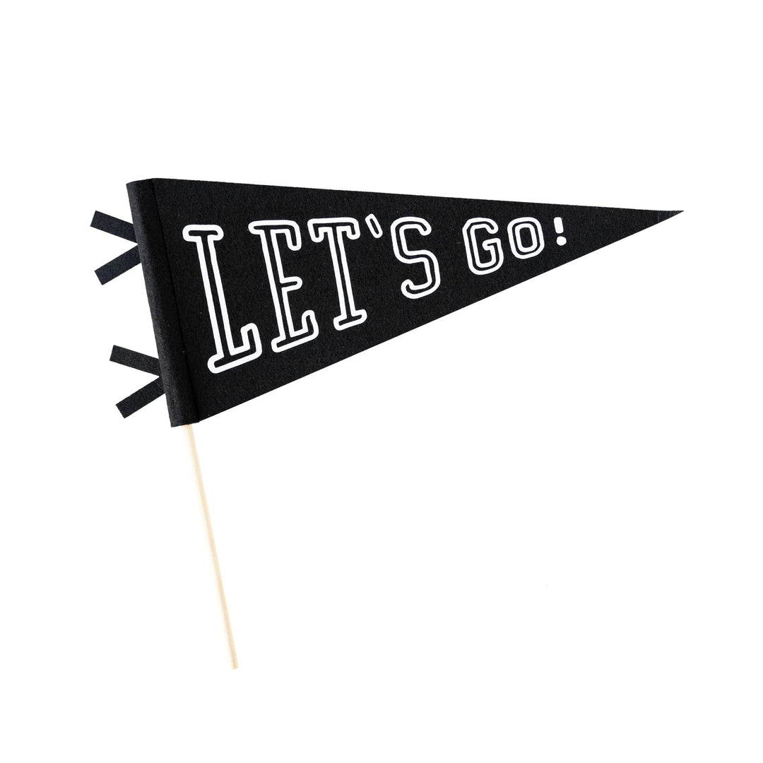 LET'S GO! BLACK FELT PENNANT FLAG My Mind’s Eye 0 Faire Bonjour Fete - Party Supplies