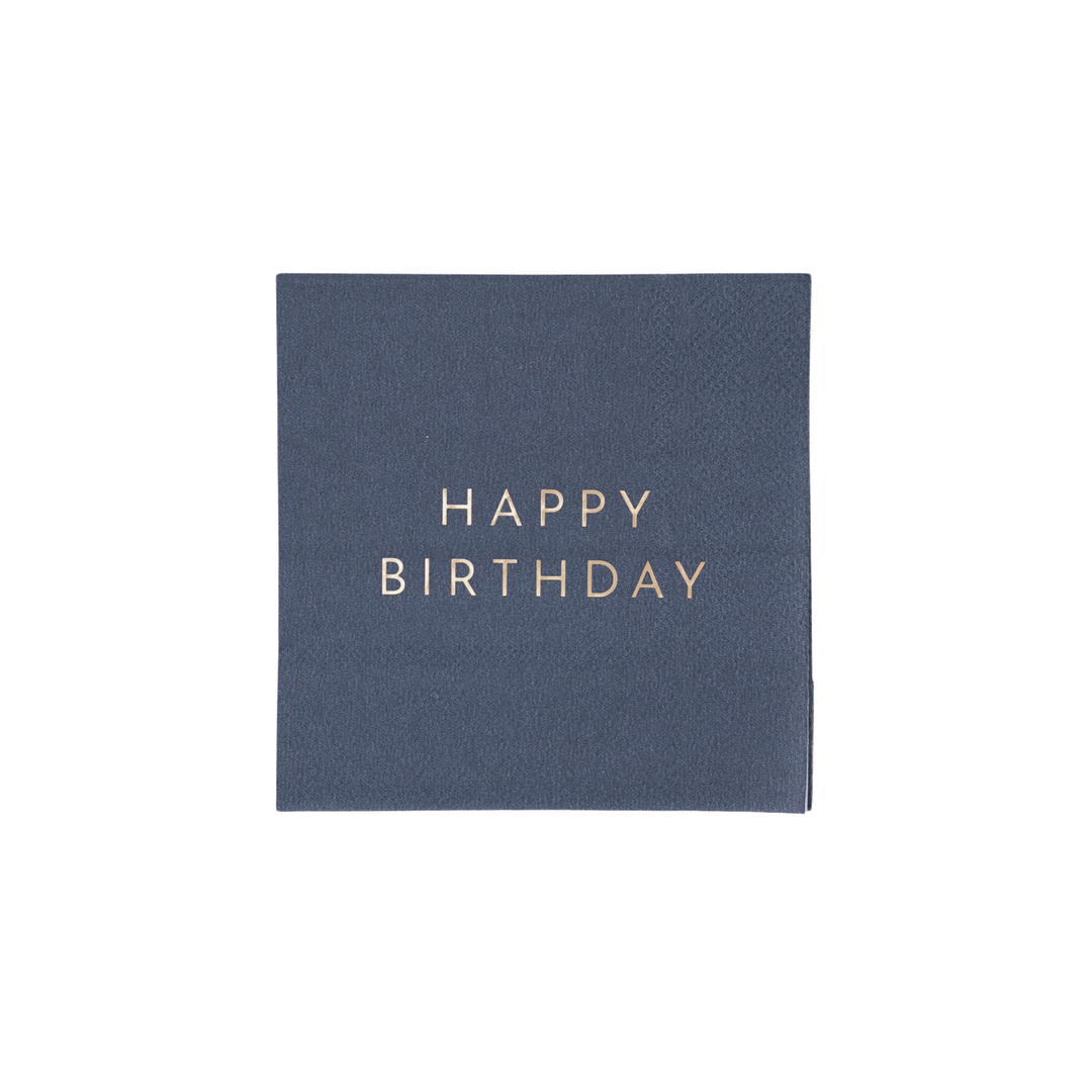 MIDNIGHT BLUE SIGNATURE HAPPY BIRTHDAY COCKTAIL NAPKINS Bonjour Fete Bonjour Fete - Party Supplies