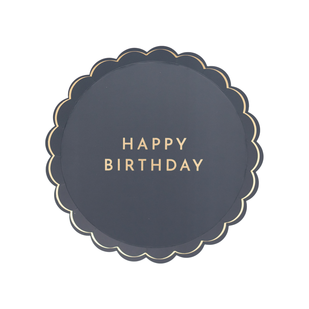 MIDNIGHT BLUE SIGNATURE HAPPY BIRTHDAY SMALL PLATES Bonjour Fete Bonjour Fete - Party Supplies