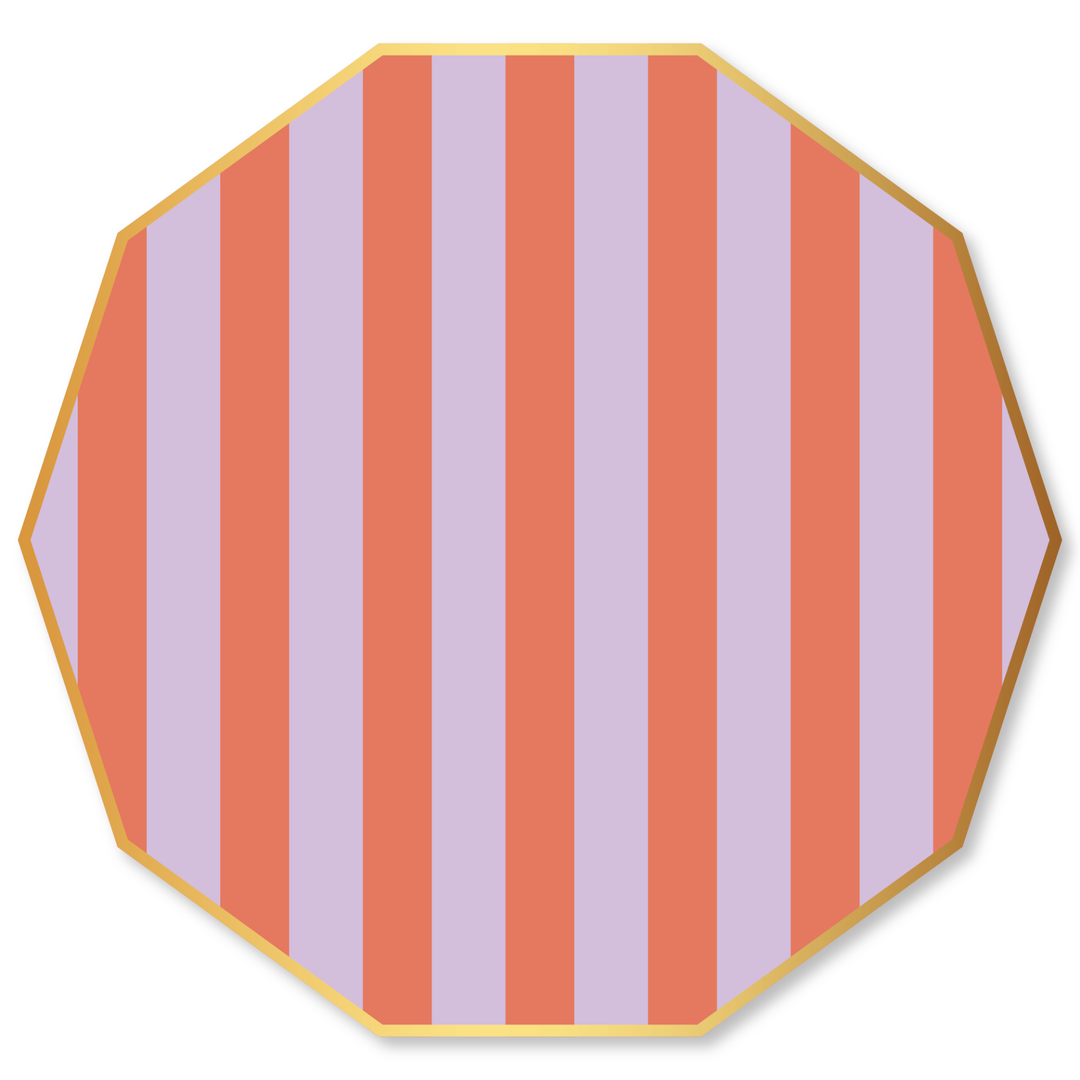 ORANGE & LILAC SIGNATURE CABANA STRIPE LARGE PLATES Bonjour Fete Plates ORANGE & LILAC SIGNATURE CABANA STRIPE LARGE PLATES Bonjour Fete - Party Supplies