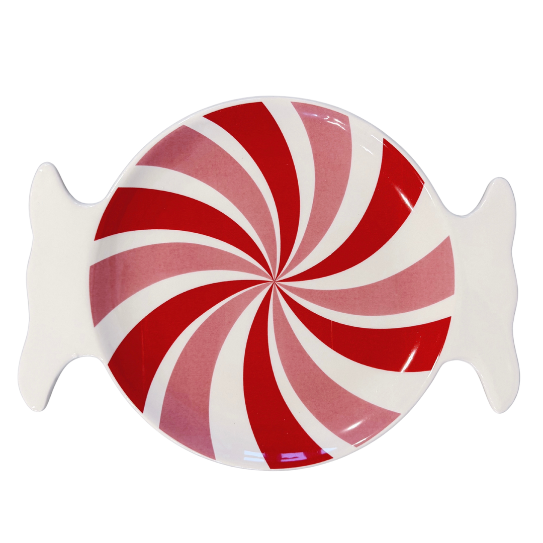 PEPPERMINT CANDY PLATTER Transpac Christmas Holiday Kitchen & Entertaining PEPPERMINT CANDY PLATTER Bonjour Fete - Party Supplies