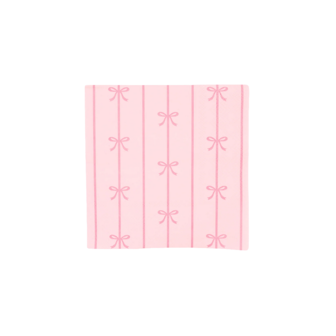 PETAL PINK SIGNATURE BOW SMALL NAPKINS Bonjour Fete Napkins Bonjour Fete - Party Supplies