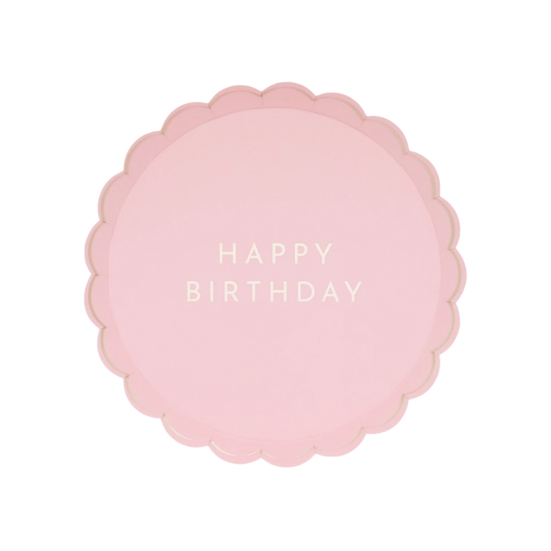 PETAL PINK SIGNATURE HAPPY BIRTHDAY SMALL PLATES Bonjour Fete Bonjour Fete - Party Supplies