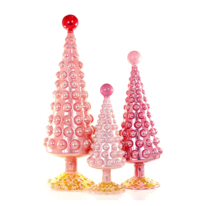 HOBNAIL GLASS TREES SET OF 3 BY CODY FOSTER Cody Foster Co. Pink HOBNAIL GLASS TREES SET OF 3 BY CODY FOSTER Bonjour Fete - Party Supplies