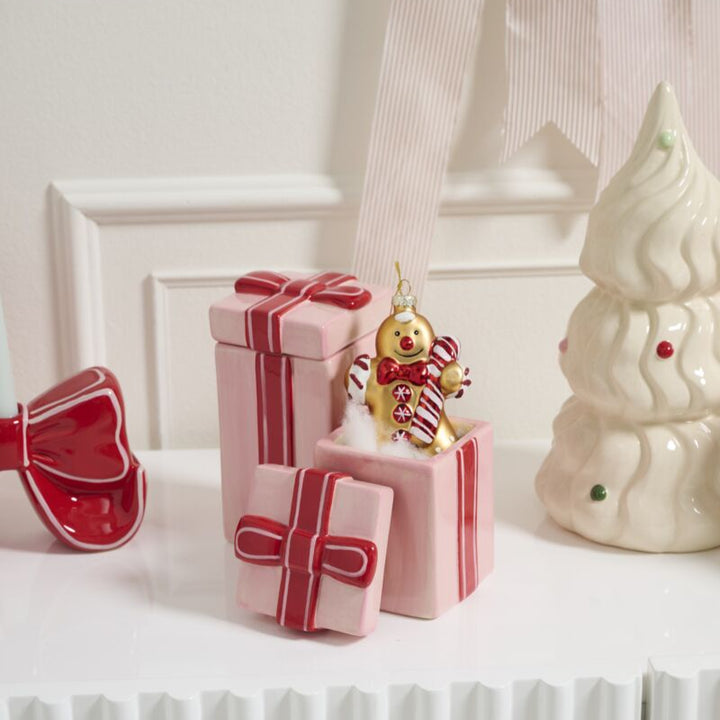 PINK & RED GIFT BOX CANISTER Accent Decor PINK & RED GIFT BOX CANISTER Bonjour Fete - Party Supplies