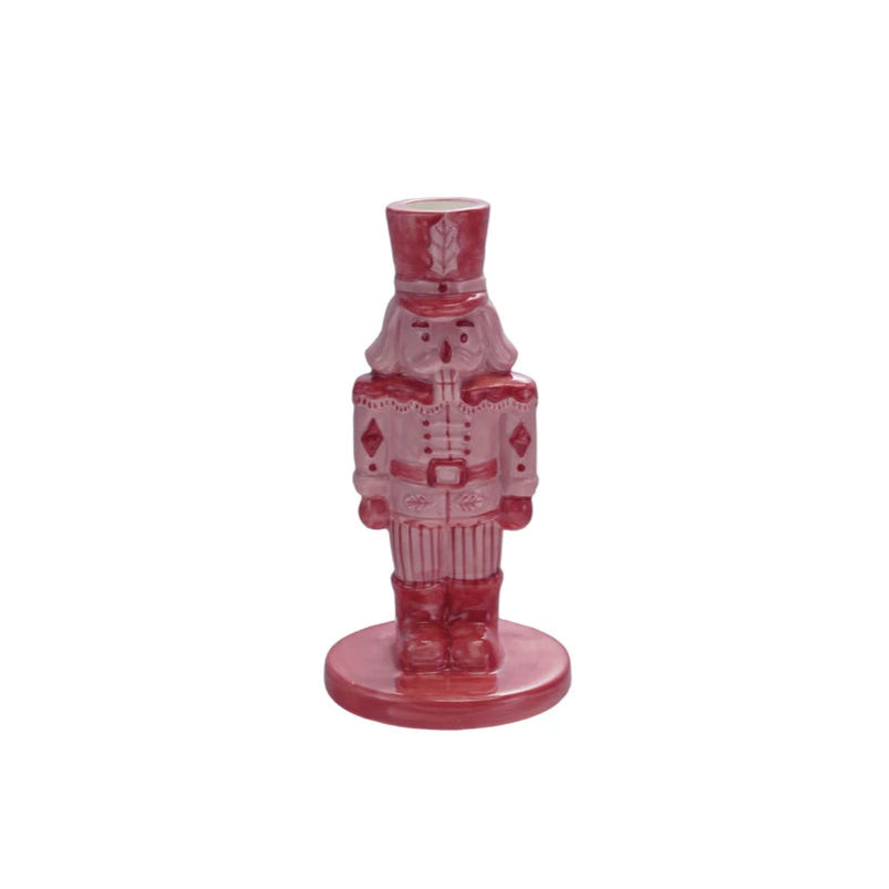 PINK & RED NUTCRACKER TAPER CANDLE HOLDER Creative Co-op PINK & RED NUTCRACKER TAPER CANDLE HOLDER Bonjour Fete - Party Supplies