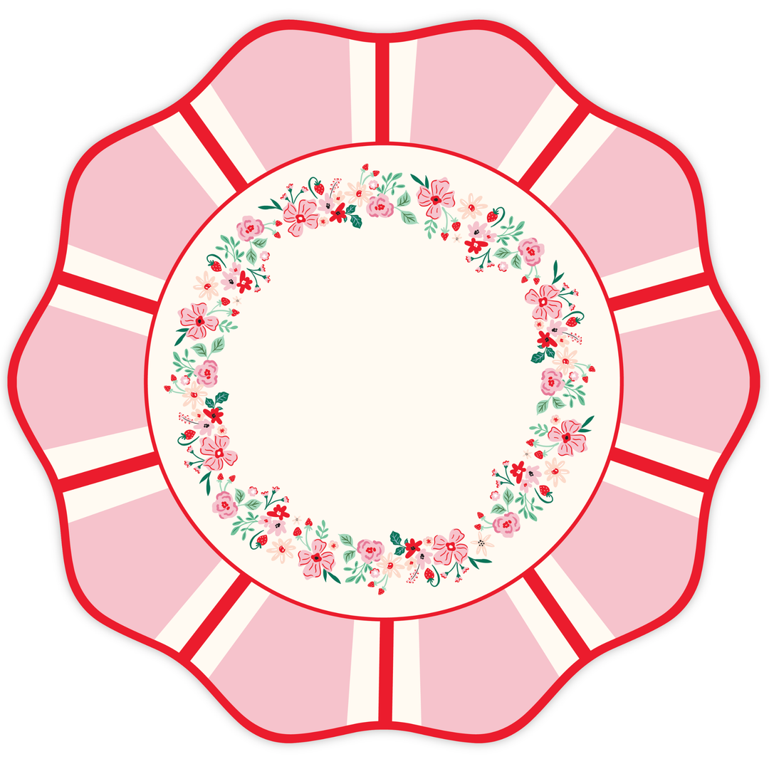 PINK & RED FLORAL DINNER PLATES Bonjour Fete Plates PINK & RED FLORAL DINNER PLATES Bonjour Fete - Party Supplies