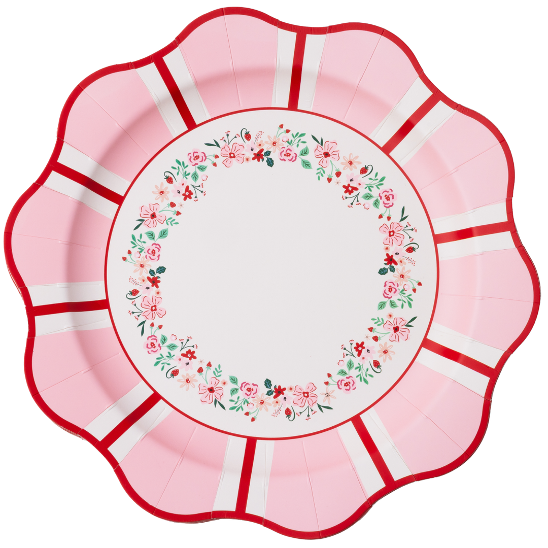 PINK & RED FLORAL DINNER PLATES Bonjour Fete Plates PINK & RED FLORAL DINNER PLATES Bonjour Fete - Party Supplies