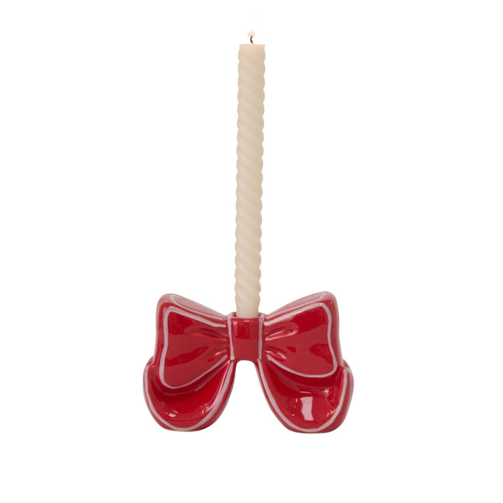 RED BOW CANDLE HOLDER Accent Decor RED BOW CANDLE HOLDER Bonjour Fete - Party Supplies
