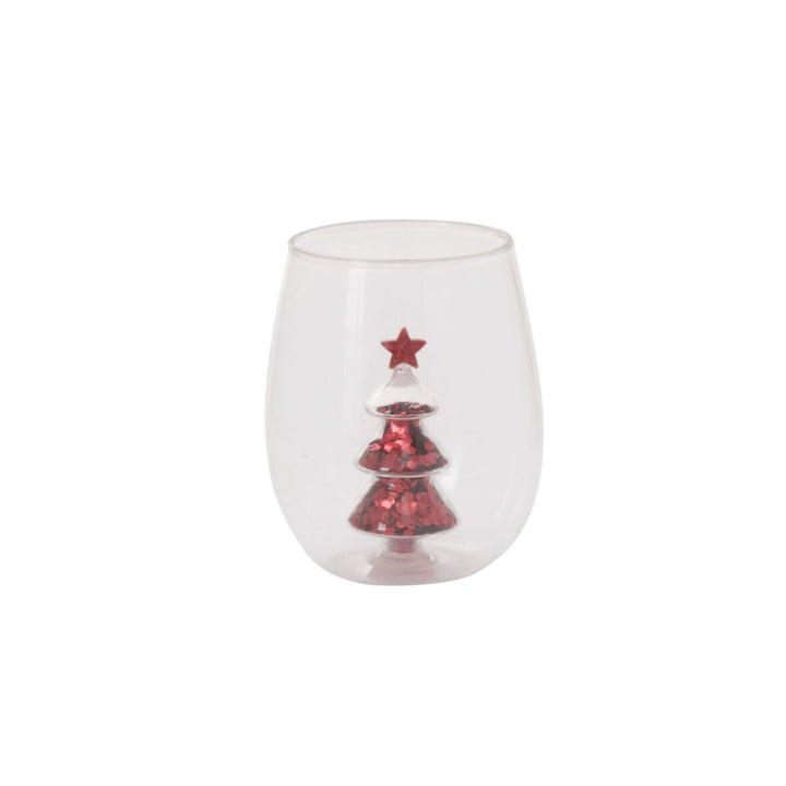 RED GLITTER CHRISTMAS TREE DRINKWARE Accent Decor RED GLITTER CHRISTMAS TREE DRINKWARE Bonjour Fete - Party Supplies
