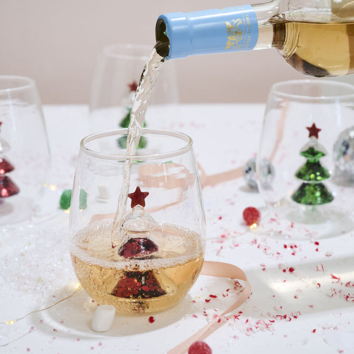 RED GLITTER CHRISTMAS TREE DRINKWARE Accent Decor RED GLITTER CHRISTMAS TREE DRINKWARE Bonjour Fete - Party Supplies