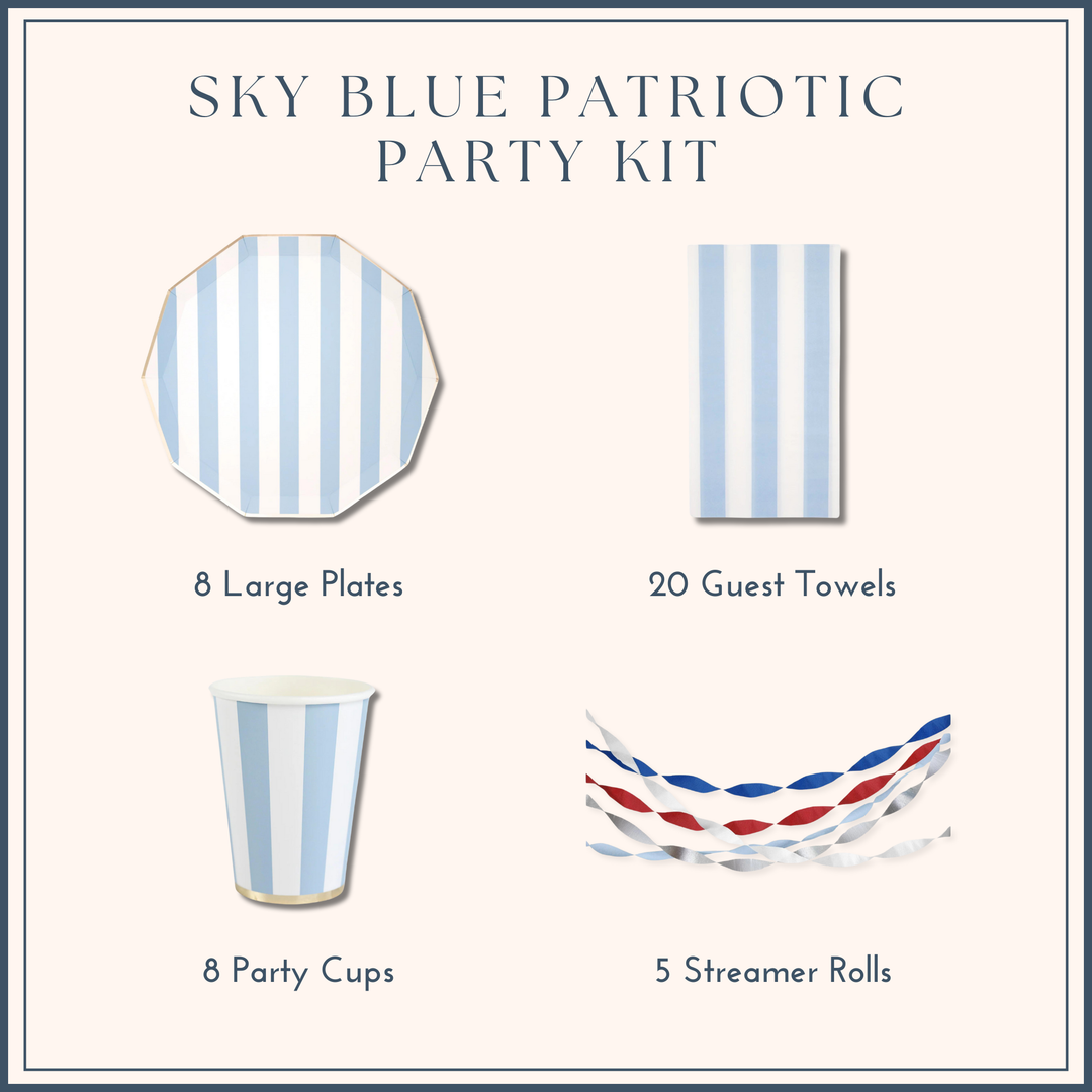 SKY BLUE PATRIOTIC PARTY KIT Bonjour Fête  Bonjour Fete - Party Supplies