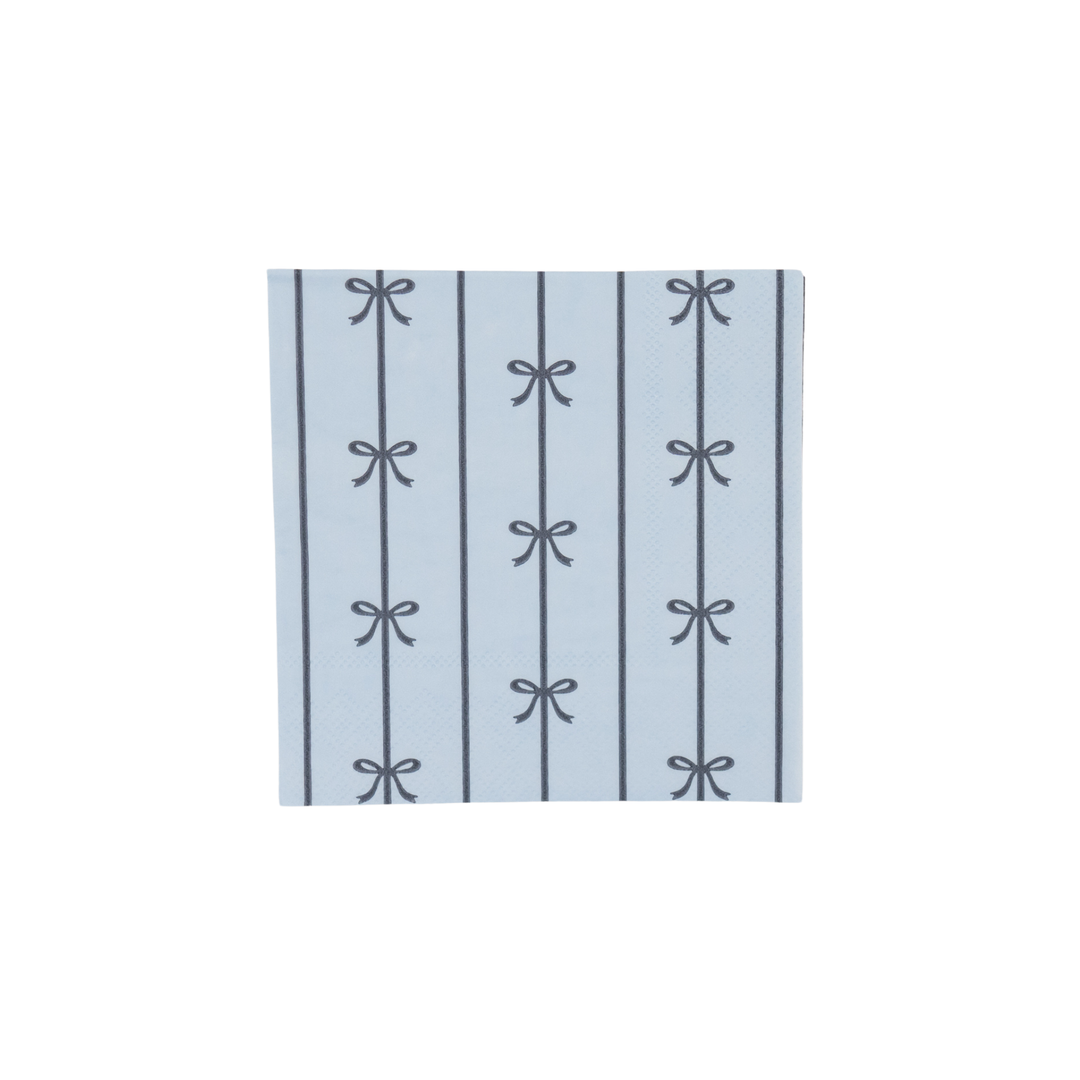 SKY BLUE SIGNATURE BOW SMALL NAPKINS Bonjour Fete Napkins Bonjour Fete - Party Supplies
