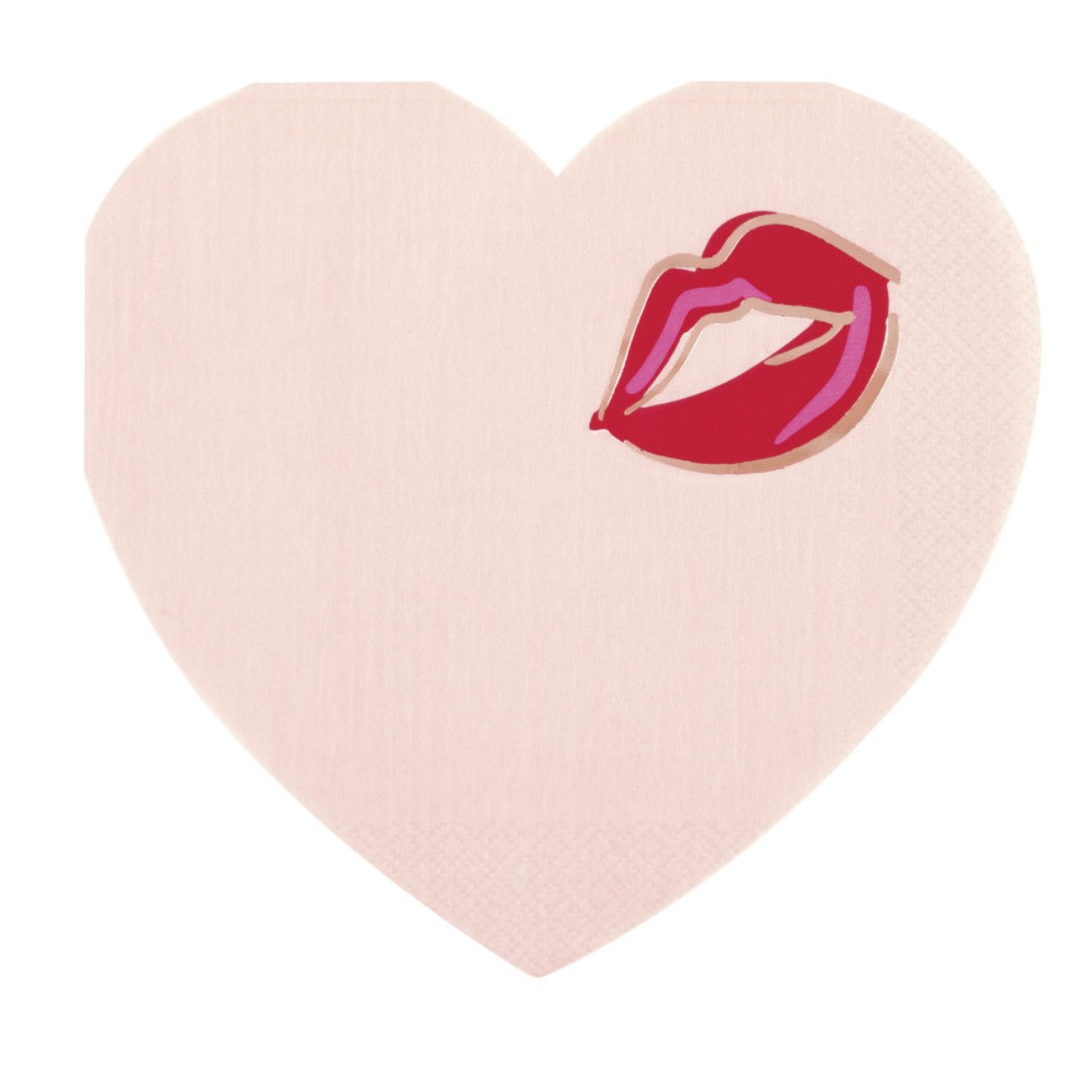 HEART & KISS VALENTINE'S NAPKINS Unique Napkins HEART & KISS VALENTINE'S NAPKINS Bonjour Fete - Party Supplies