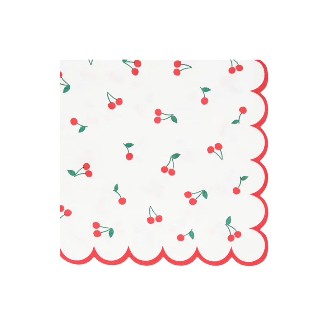 CHERRY PATTERN LARGE NAPKINS Meri Meri Napkins CHERRY PATTERN LARGE NAPKINS Bonjour Fete - Party Supplies