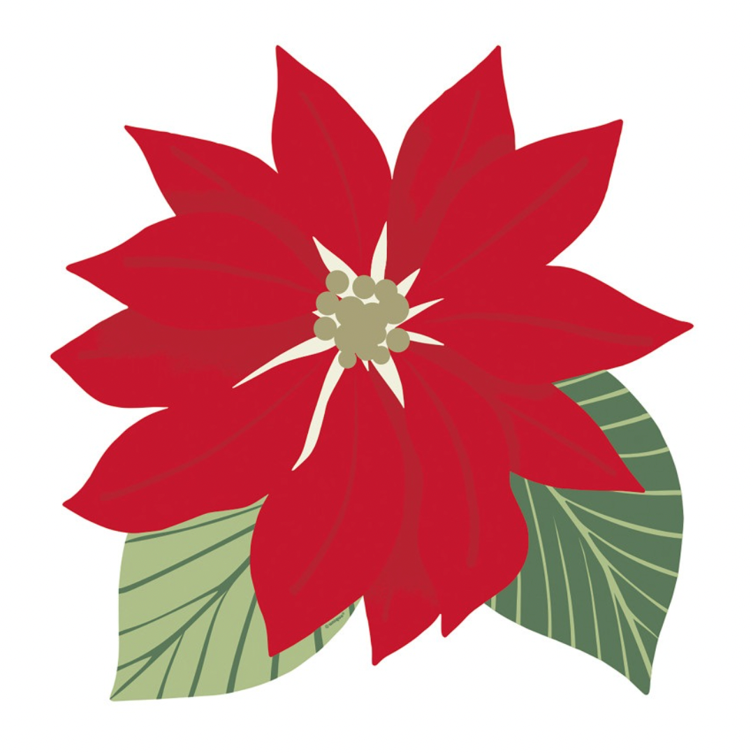 HOLLY POINSETTIA SHAPED PLACEMATS Unique Christmas Holiday Party Supplies HOLLY POINSETTIA SHAPED PLACEMATS Bonjour Fete - Party Supplies