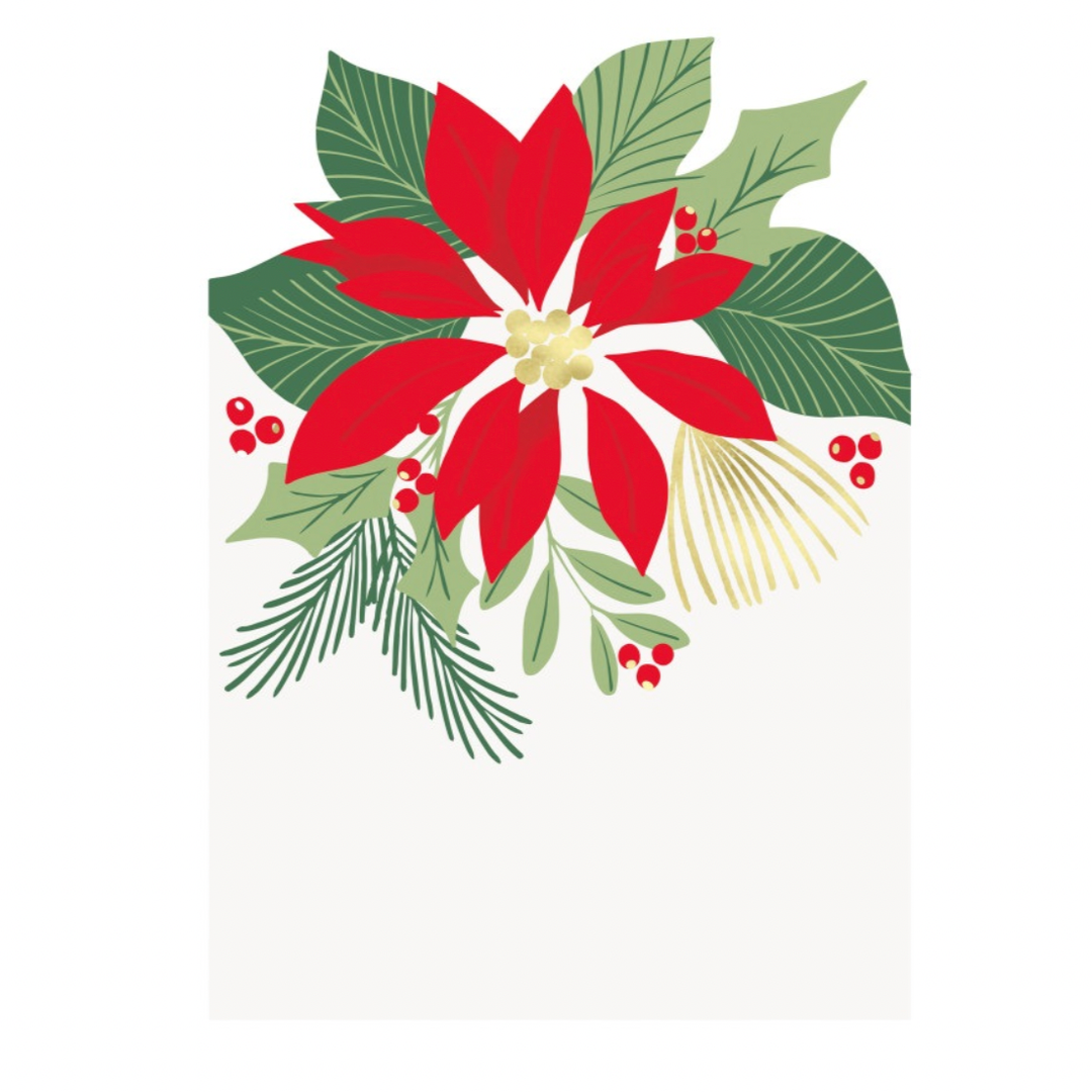 HOLLY POINSETTIA PLACE CARDS Unique Christmas Holiday Party Supplies HOLLY POINSETTIA PLACE CARDS Bonjour Fete - Party Supplies