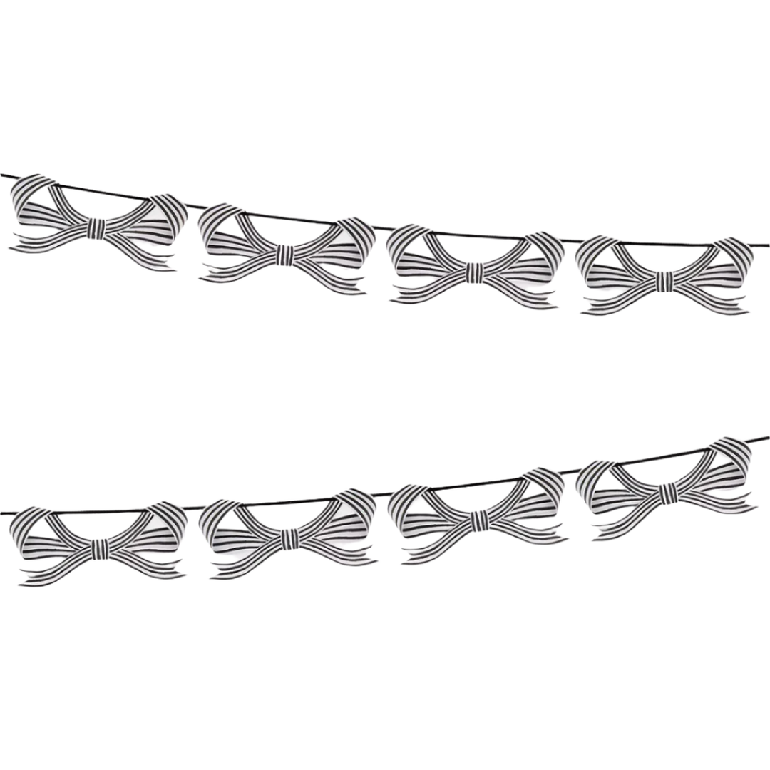 BLACK & WHITE STRIPY BOW GARLAND Meri Meri Halloween Party Decorations BLACK & WHITE STRIPY BOW GARLAND Bonjour Fete - Party Supplies